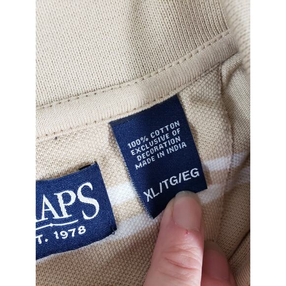 Chaps Polo Shirt Size Extra Large Mens Beige Striped Cotton Golf Preppy NWT - Picture 5 of 9